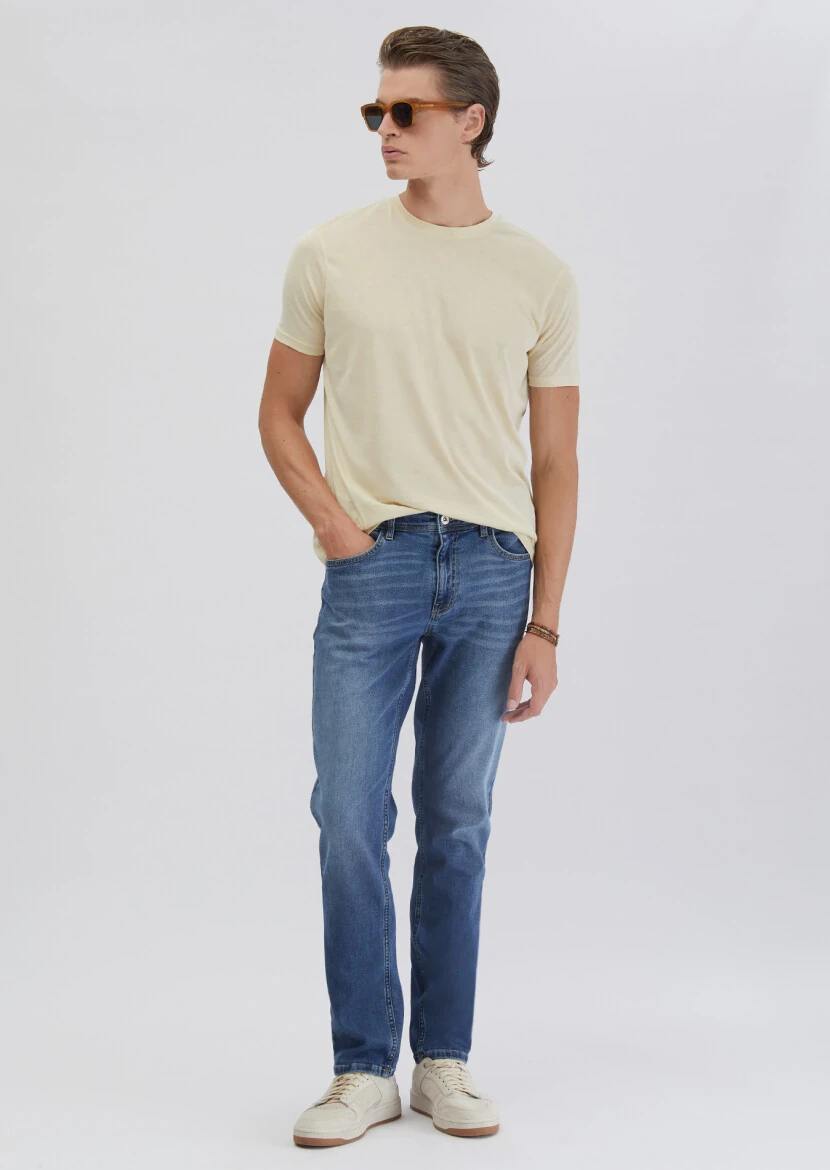 Taş Düz Bisiklet Yaka T-Shirt 