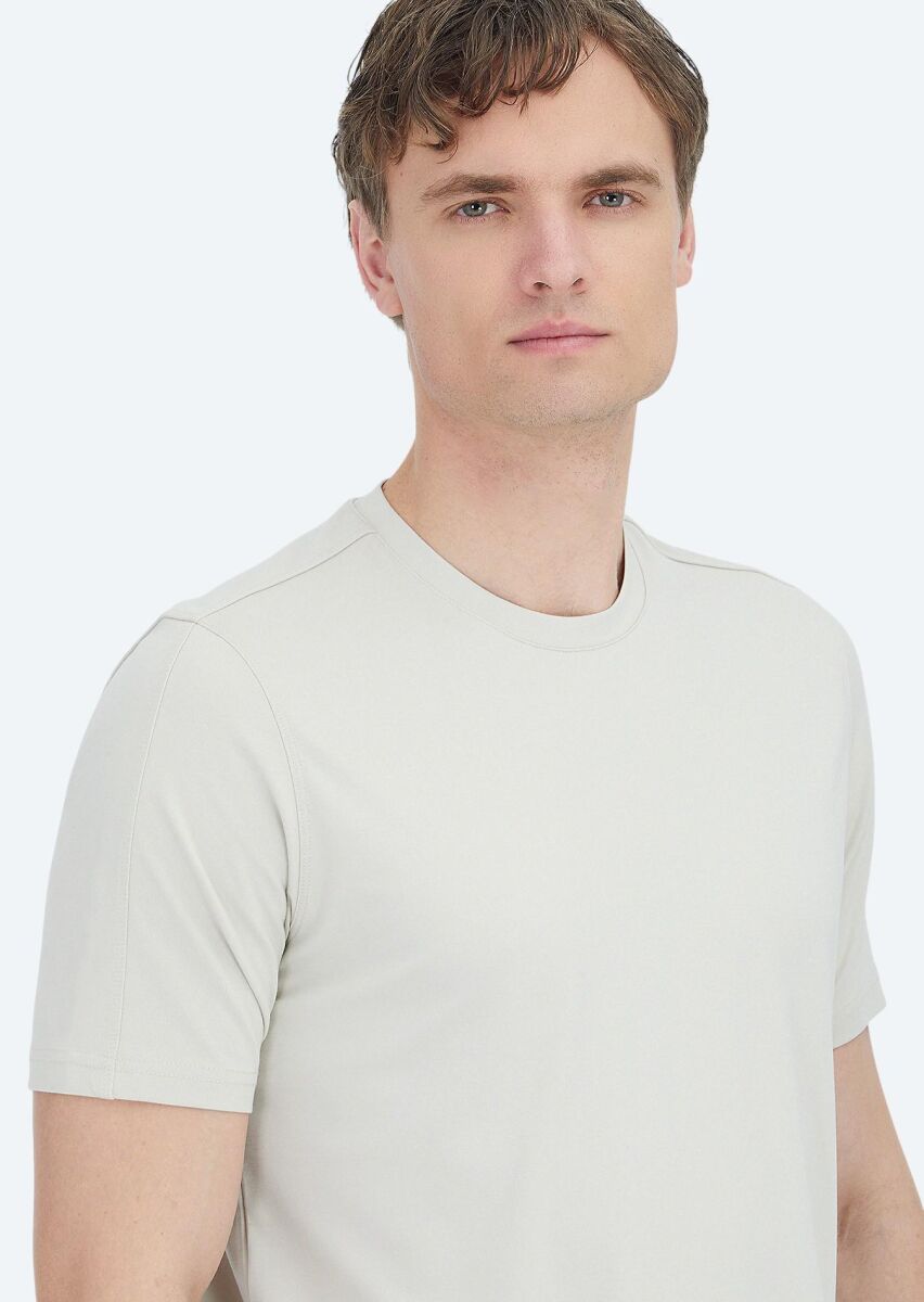 Taş Düz Bisiklet Yaka T-Shirt - 4