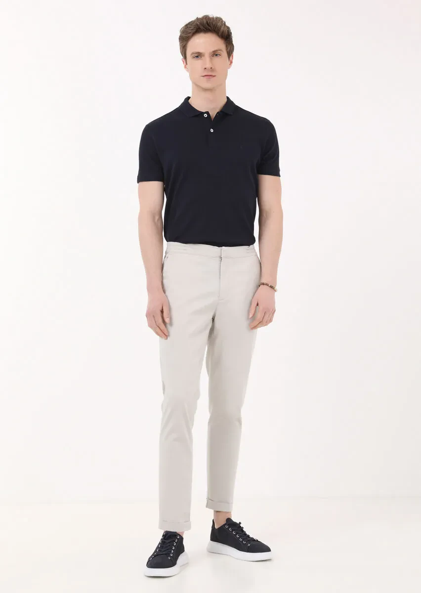 Taş Düz Dokuma Jogging Fit Casual Pamuk Karışımlı Pantolon - 1