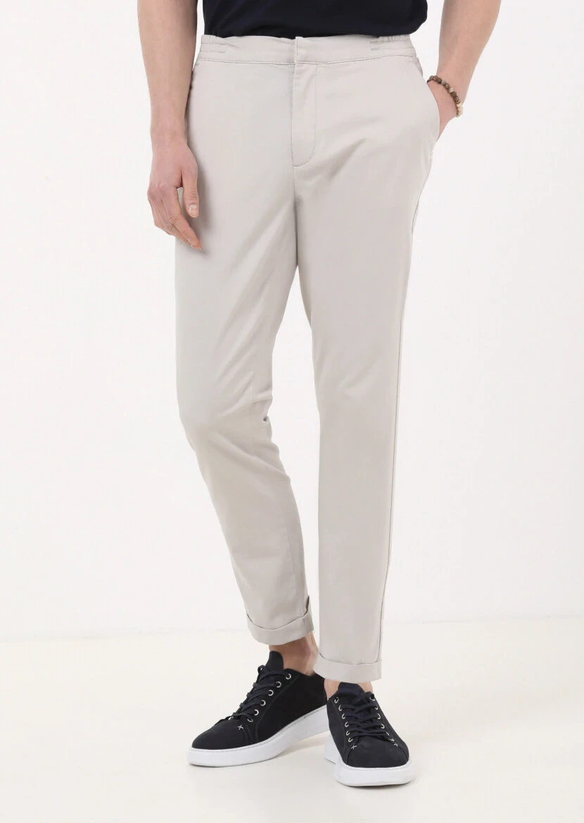 Taş Düz Dokuma Jogging Fit Casual Pamuk Karışımlı Pantolon - 4