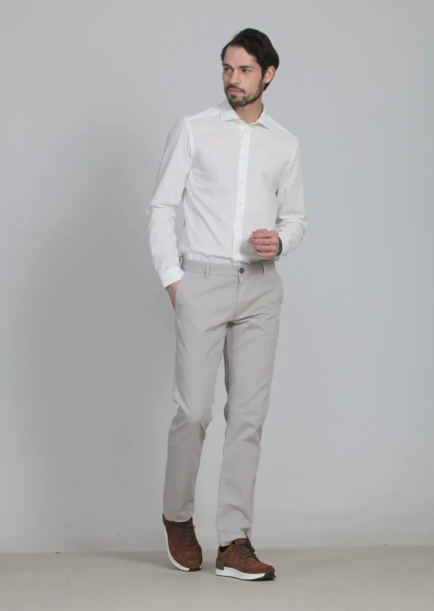 Taş Düz Dokuma Regular Fit Casual Pamuk Karışımlı Pantolon - 3