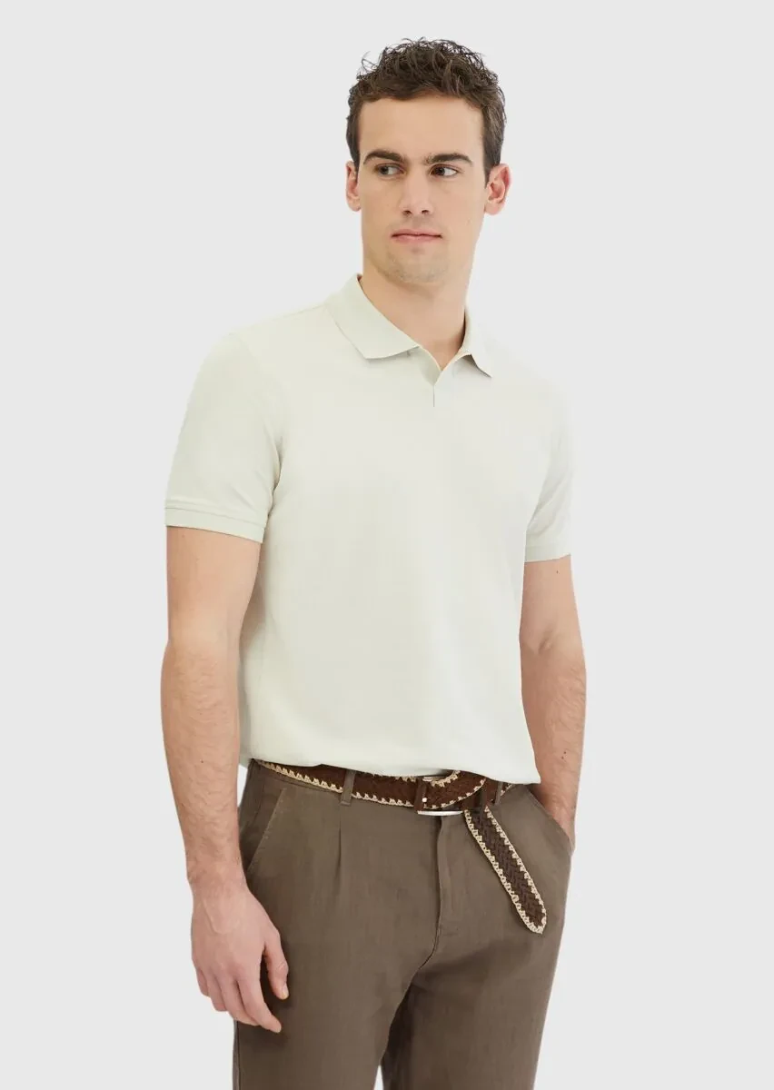 Taş Düz Polo Yaka %100 Pamuk T-Shirt - 3