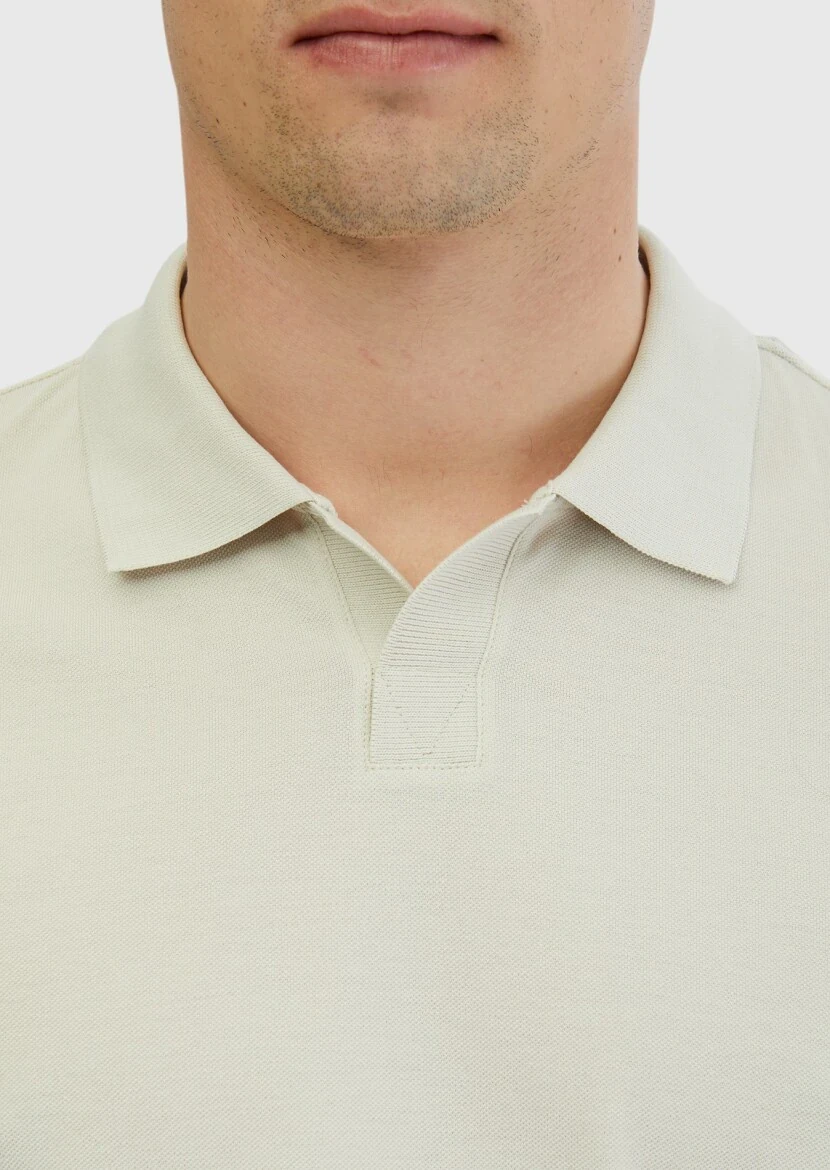 Taş Düz Polo Yaka %100 Pamuk T-Shirt - 5