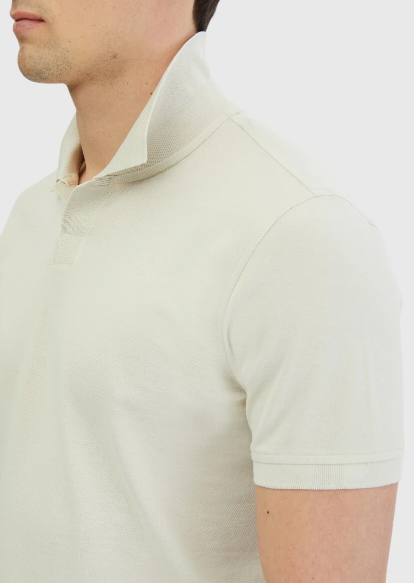 Taş Düz Polo Yaka %100 Pamuk T-Shirt - 6