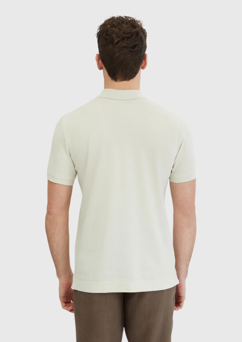 Taş Düz Polo Yaka %100 Pamuk T-Shirt - 7