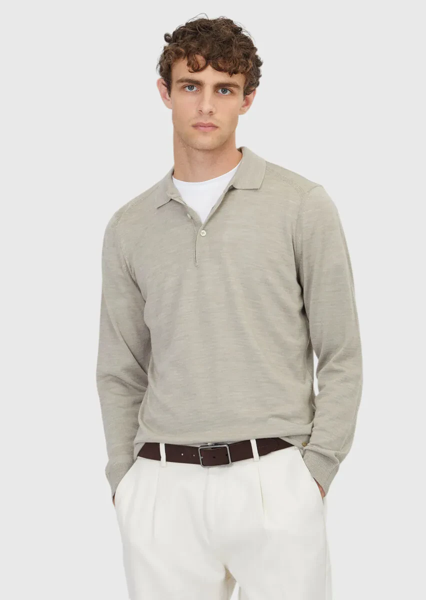 Taş Polo Yaka Düz Örgü Yün Karışımlı Triko Kazak - 1