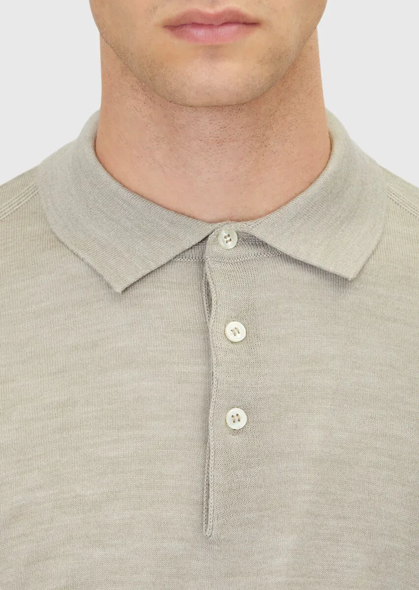 Taş Polo Yaka Düz Örgü Yün Karışımlı Triko Kazak - 5