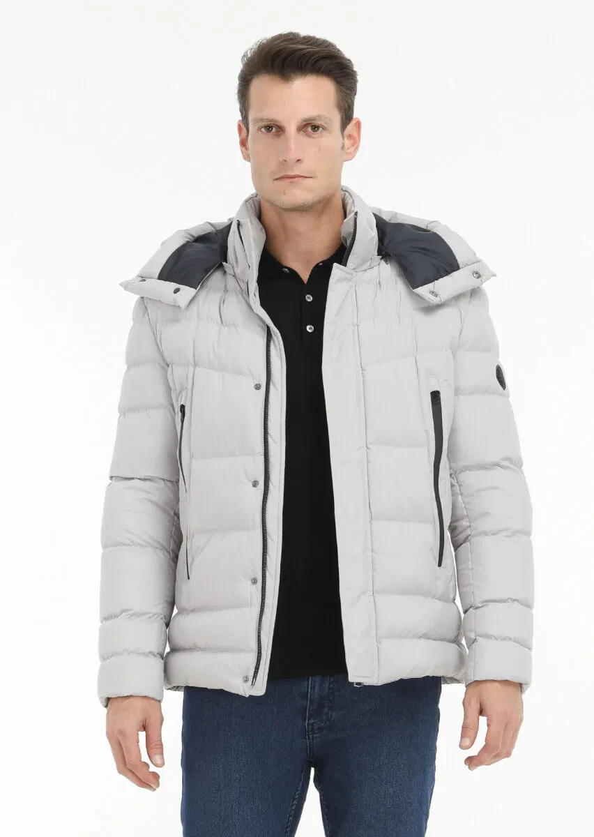 Taş Regular Fit Kapüşonlu Casual Dokuma Mont - 3
