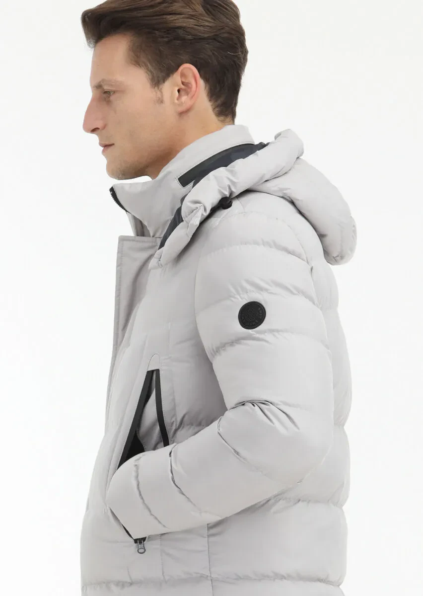 Taş Regular Fit Kapüşonlu Casual Dokuma Mont - 5