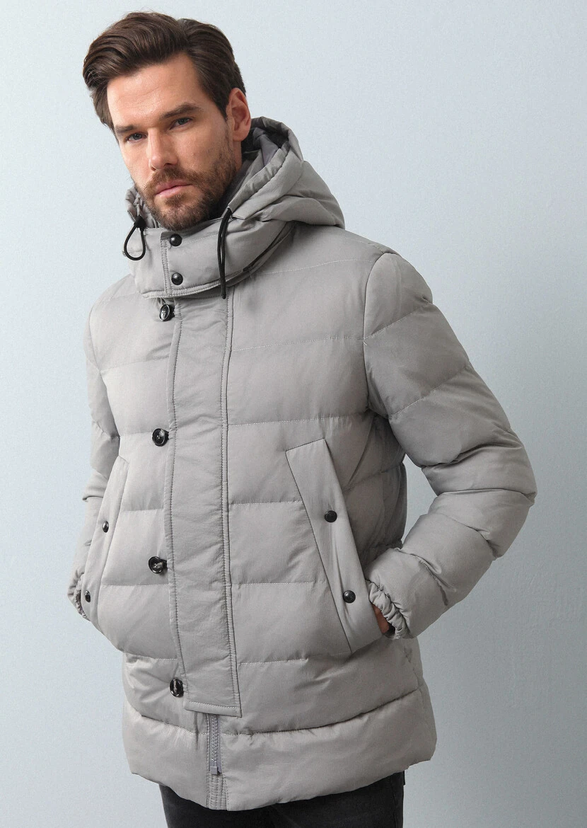 Taş Regular Fit Kelebek Yaka Casual Dokuma Kaban - 1