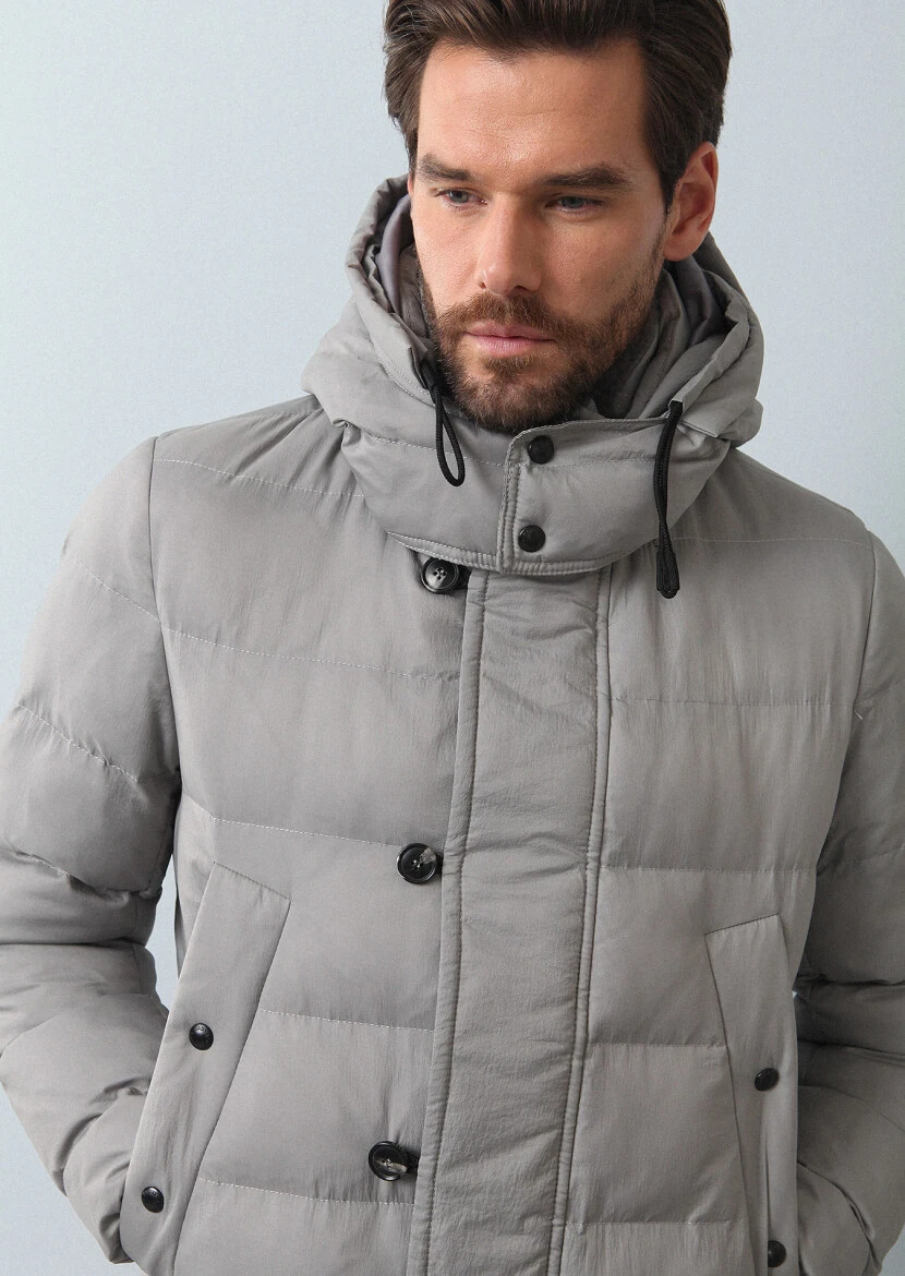 Taş Regular Fit Kelebek Yaka Casual Dokuma Kaban - 4