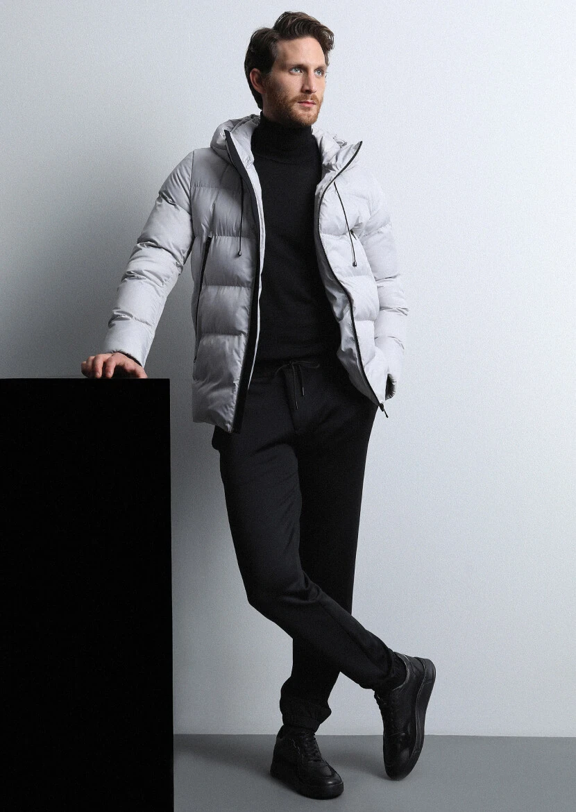 Taş Regular Fit Kelebek Yaka Casual Dokuma Kaban - 1