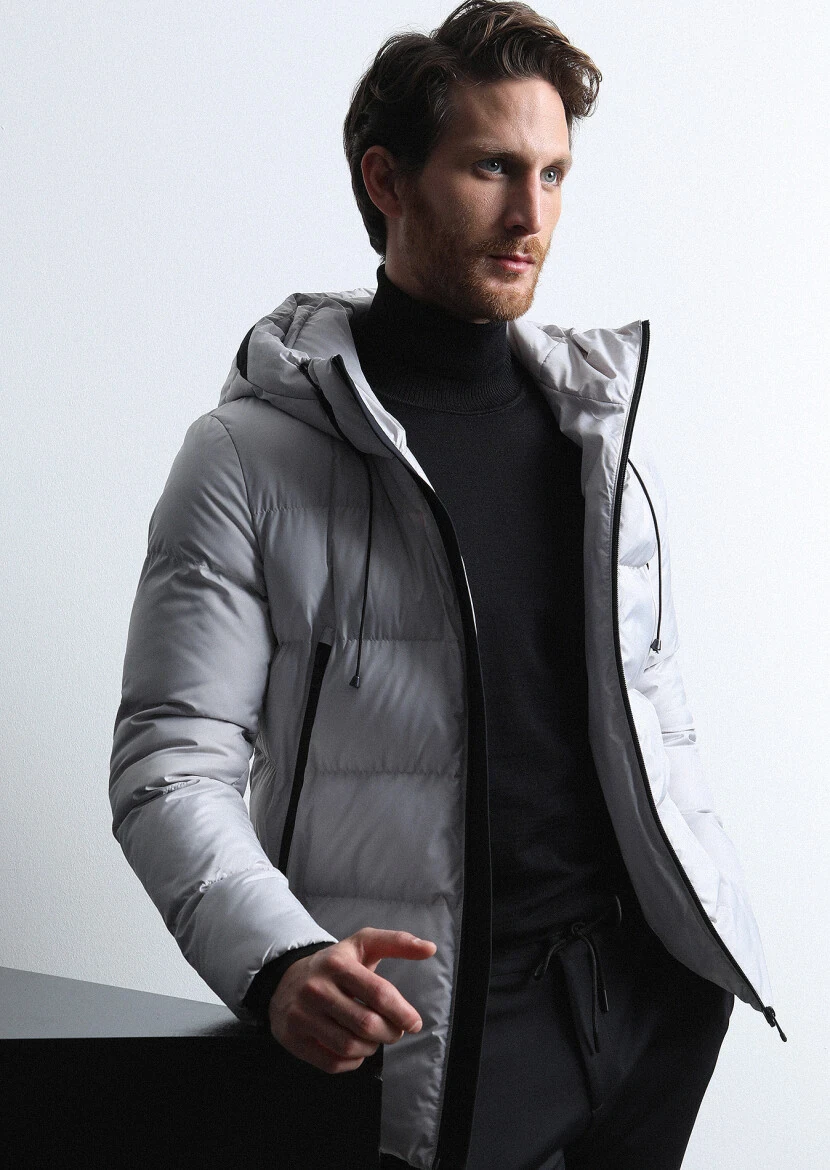 Taş Regular Fit Kelebek Yaka Casual Dokuma Kaban - 4