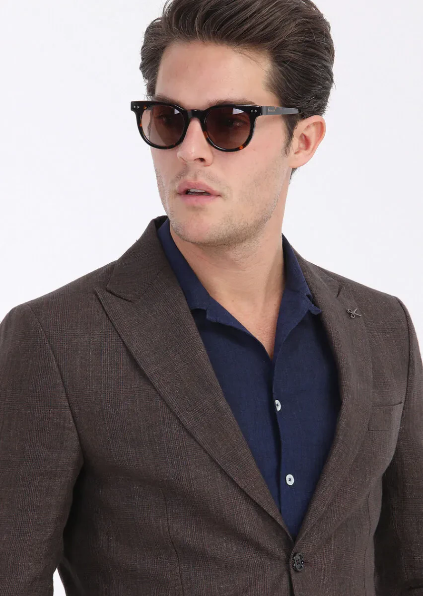 Tile Red Checkered Zeroweight Slim Fit 100% Linen Suit - 5