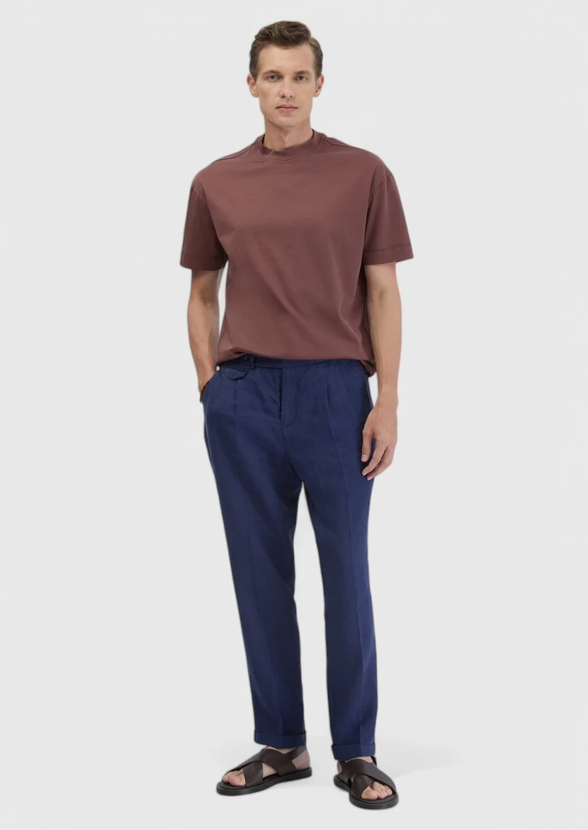 Tile Red Plain Crew Neck 100% Cotton T-Shirt 