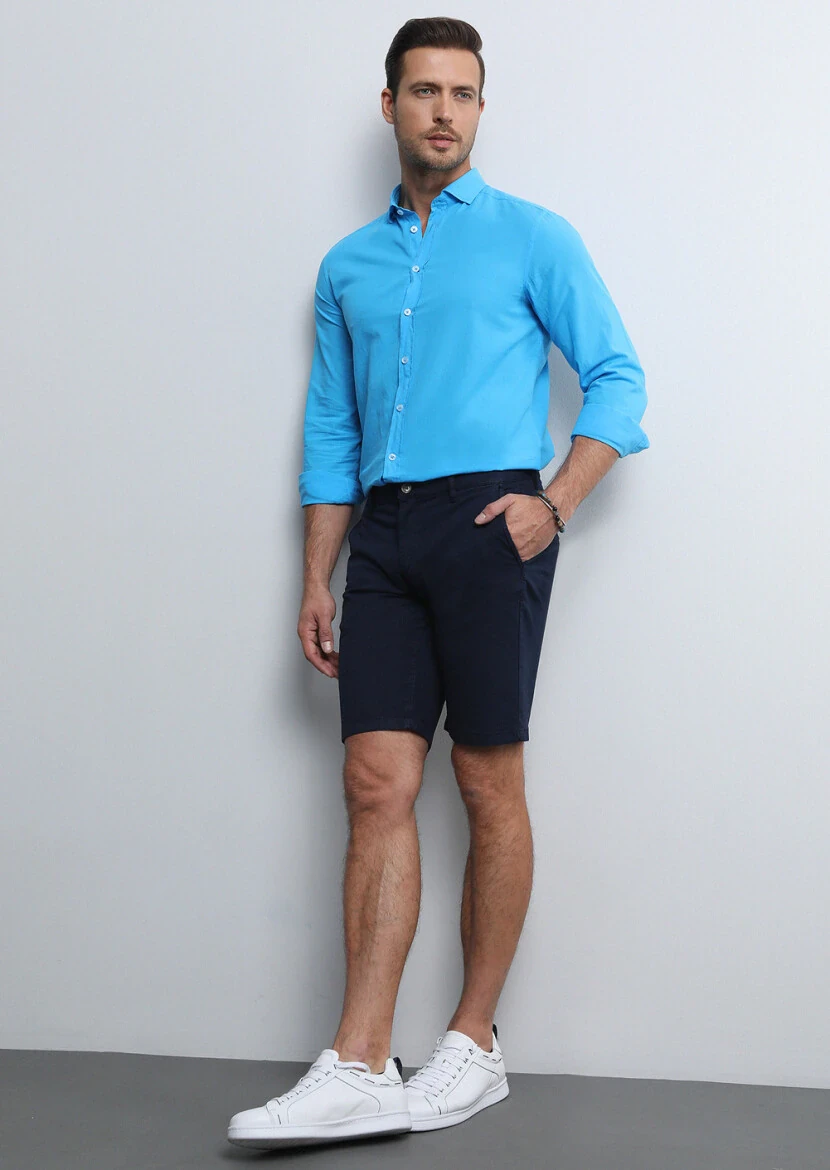 Turkuaz Regular Fit Dokuma Denim %100 Pamuk Gömlek - 4