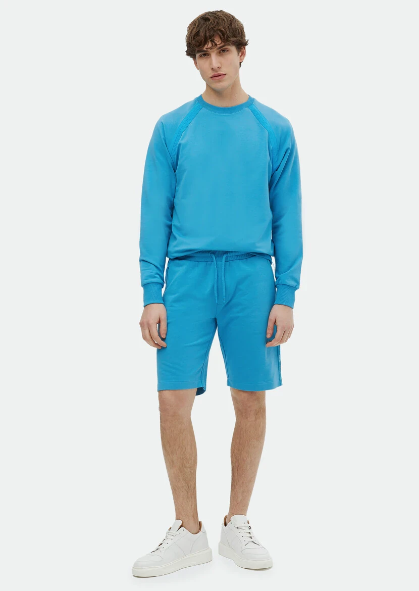 Turquoise Crew Neck Plain Sweatshirt - RAMSEY