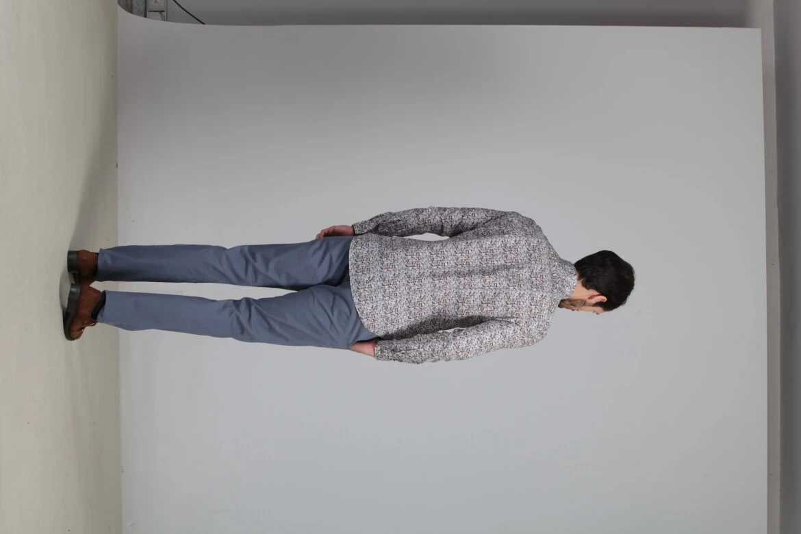 Turuncu Baskılı Slim Fit Dokuma Casual %100 Pamuk Gömlek - 5