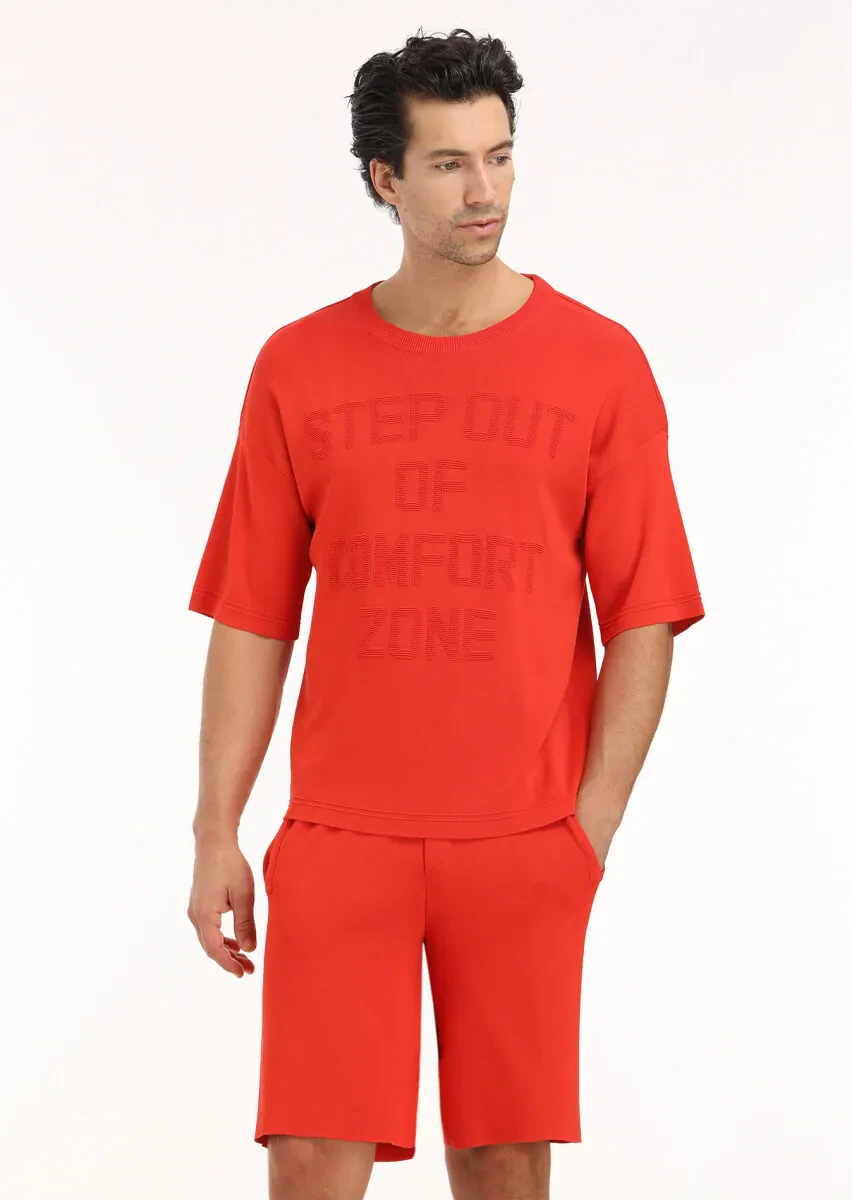 Turuncu Bisiklet Yaka Jakarlı Triko - 2