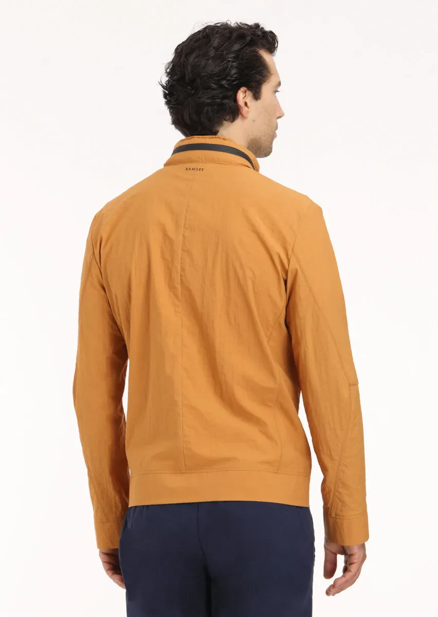 Turuncu Regular Fit Dik Yaka Casual Dokuma Mont - 8