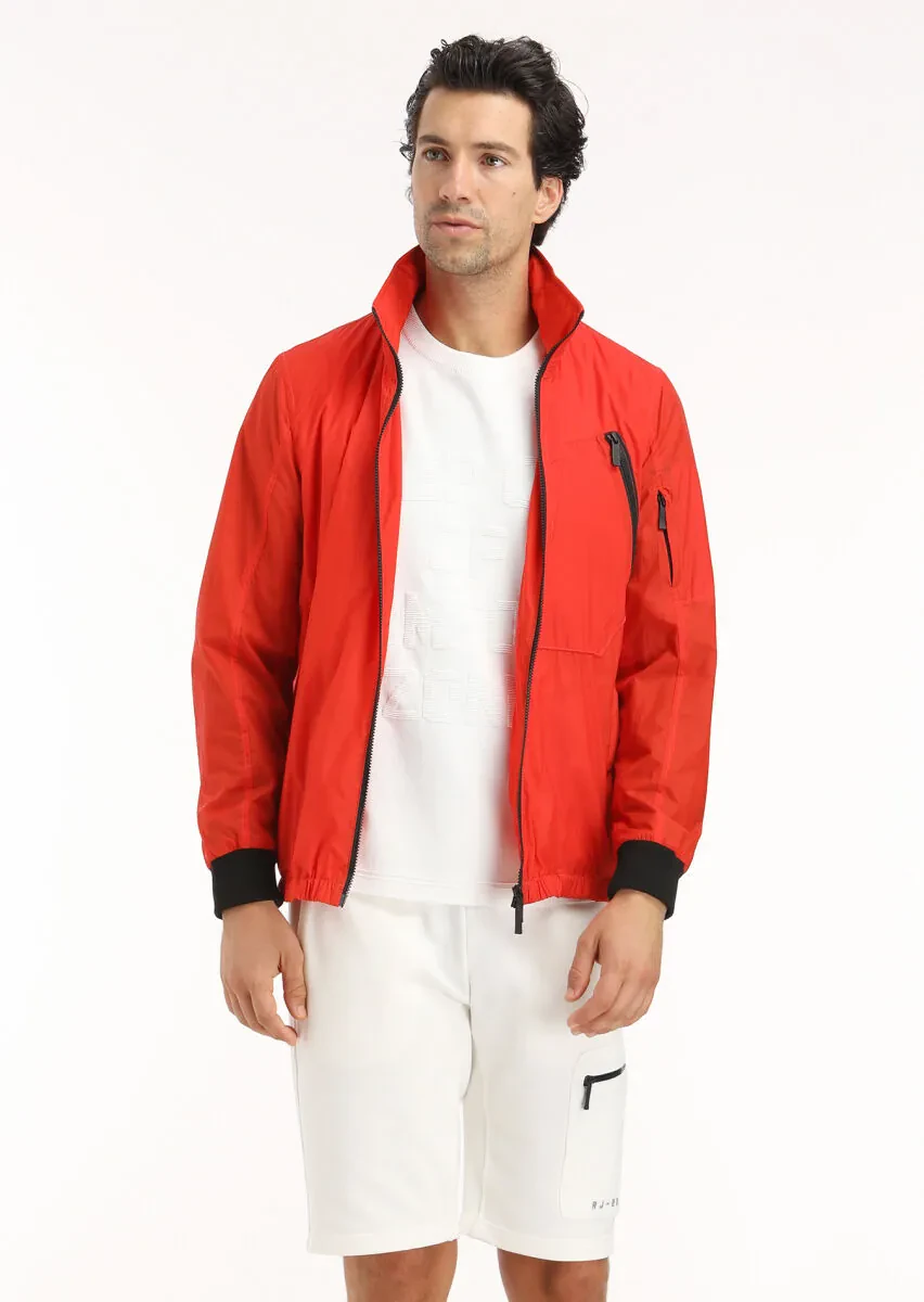 Turuncu Regular Fit Dik Yaka Denim Dokuma Mont - 3