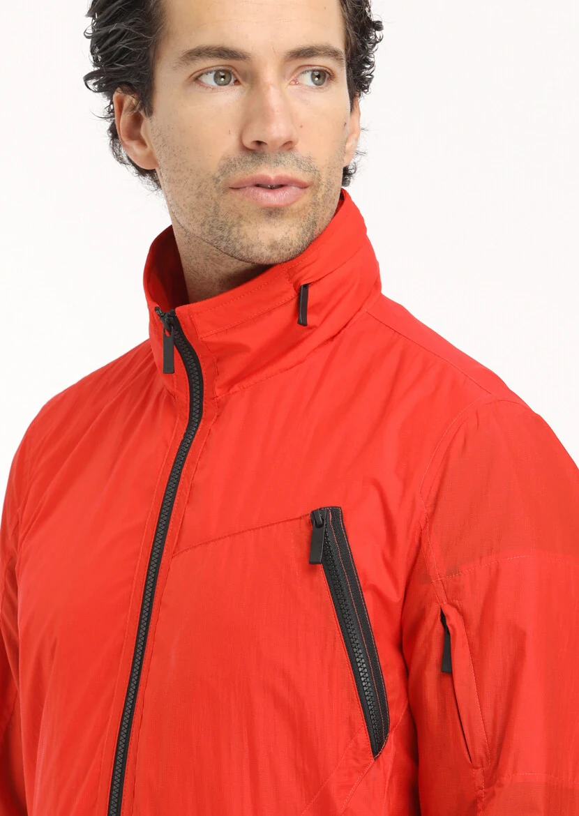 Turuncu Regular Fit Dik Yaka Denim Dokuma Mont - 4