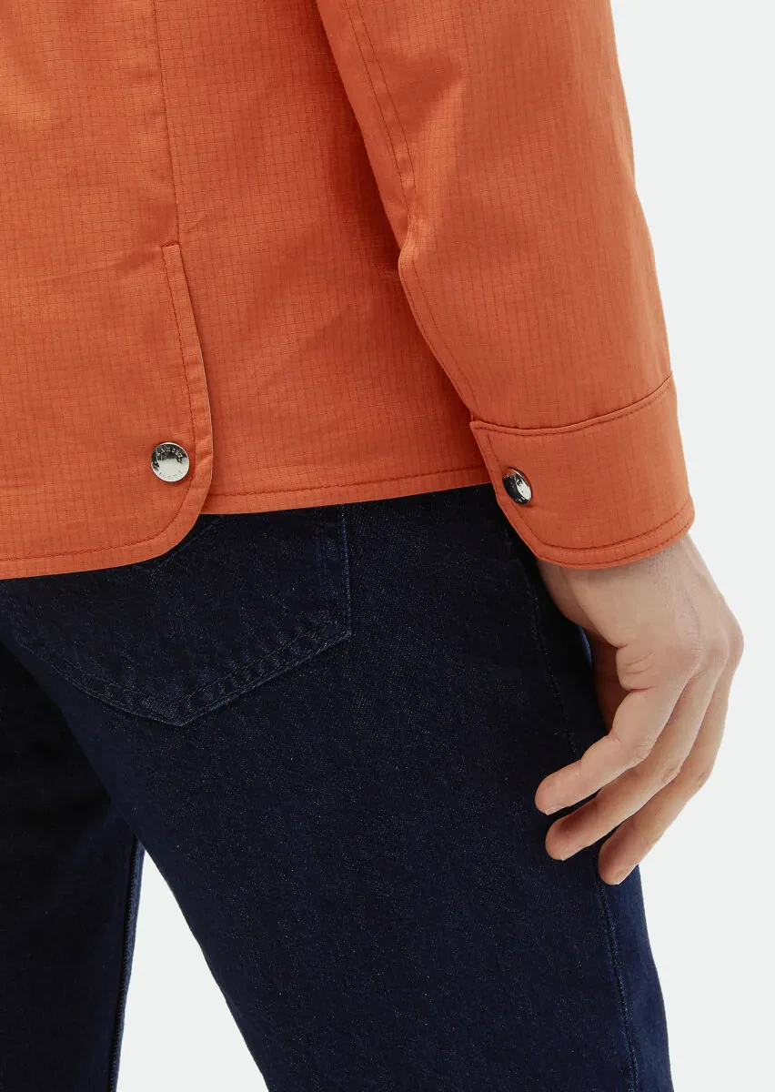 Turuncu Regular Fit Gömlek Yaka Casual Dokuma Mont - 5