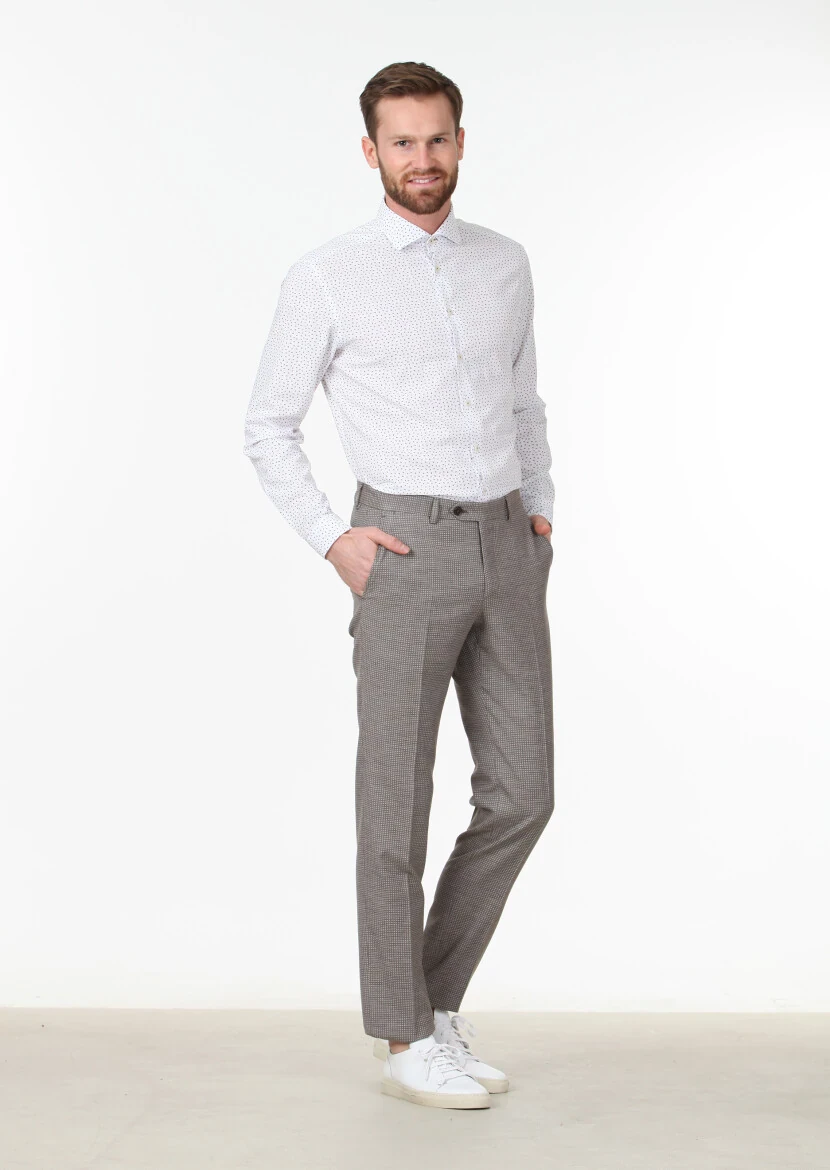 Vizon Baskılı Regular Fit Dokuma Casual %100 Pamuk Gömlek - 2