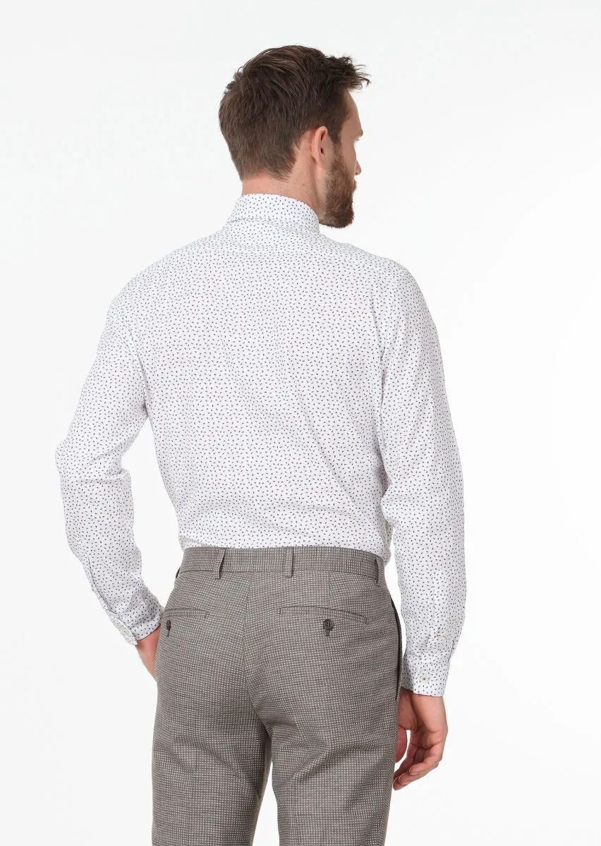 Vizon Baskılı Regular Fit Dokuma Casual %100 Pamuk Gömlek - 4