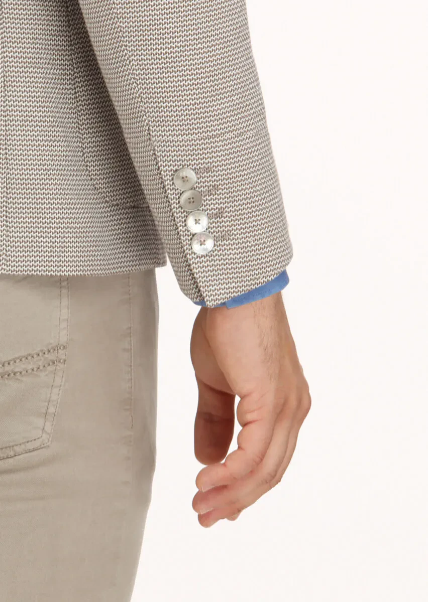 Vizon Desenli Shirt Shoulder Slim Fit İpek Karışımlı Ceket - 5