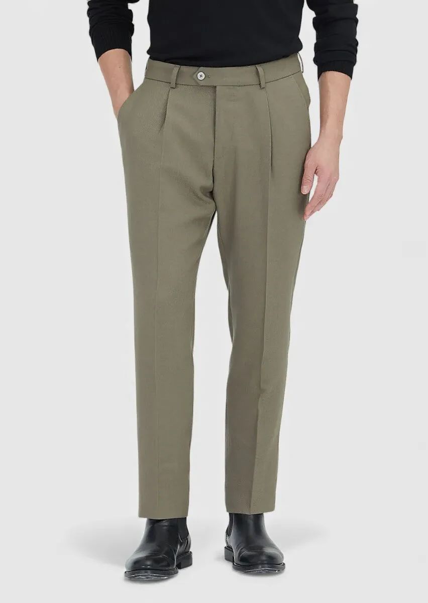 Vizon Dokuma Regular Fit Casual Yün Karışımlı Pantolon - 2