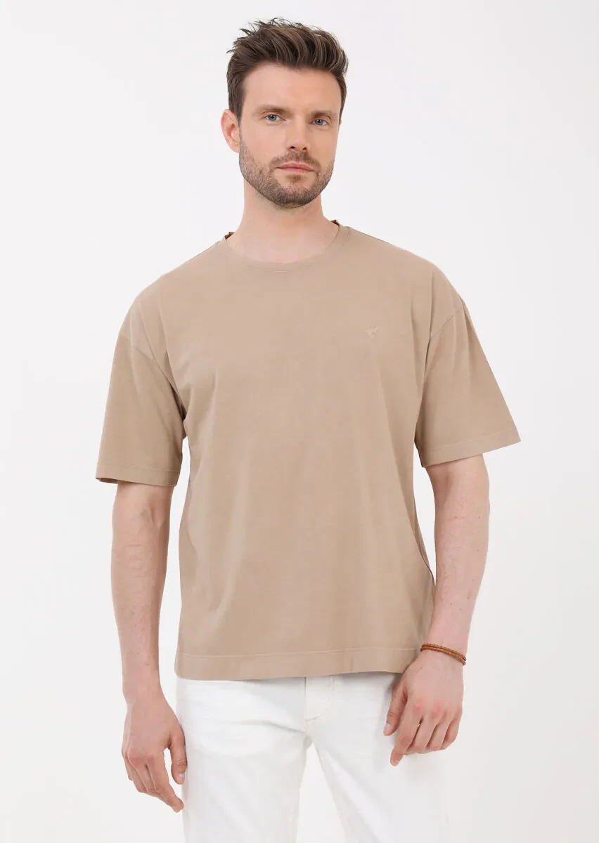 Vizon Düz Bisiklet Yaka %100 Pamuk T-Shirt - 4