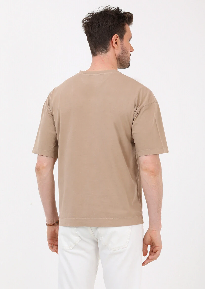 Vizon Düz Bisiklet Yaka %100 Pamuk T-Shirt - 5