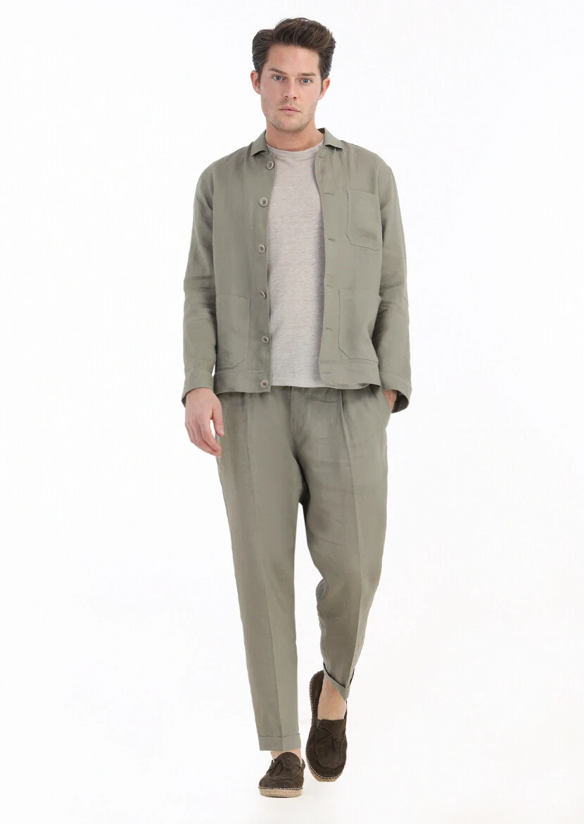 Vizon Düz Casual Fit %100 Keten Takım Elbise - RAMSEY