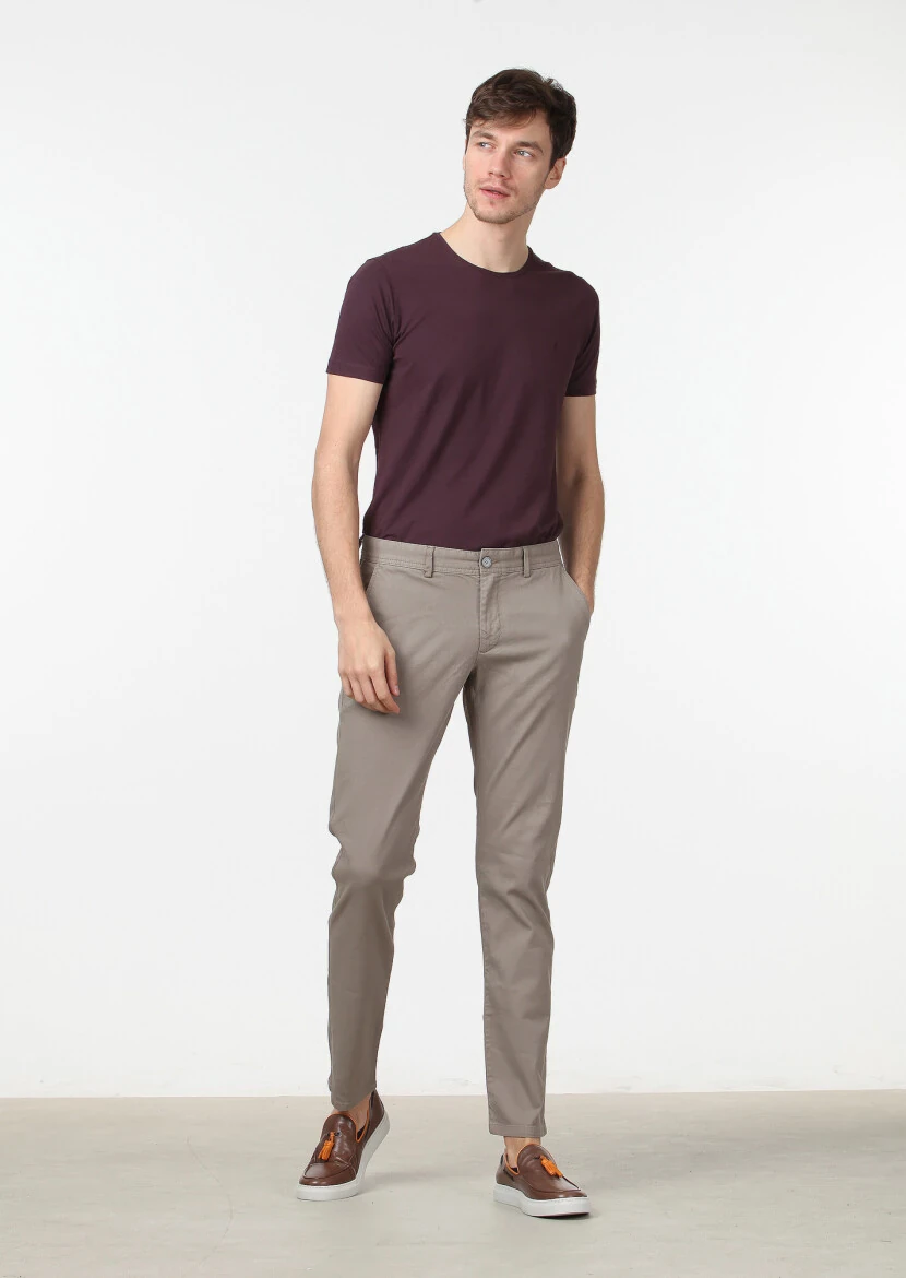 Vizon Düz Dokuma Regular Fit Casual Pamuk Karışımlı Pantolon - 1