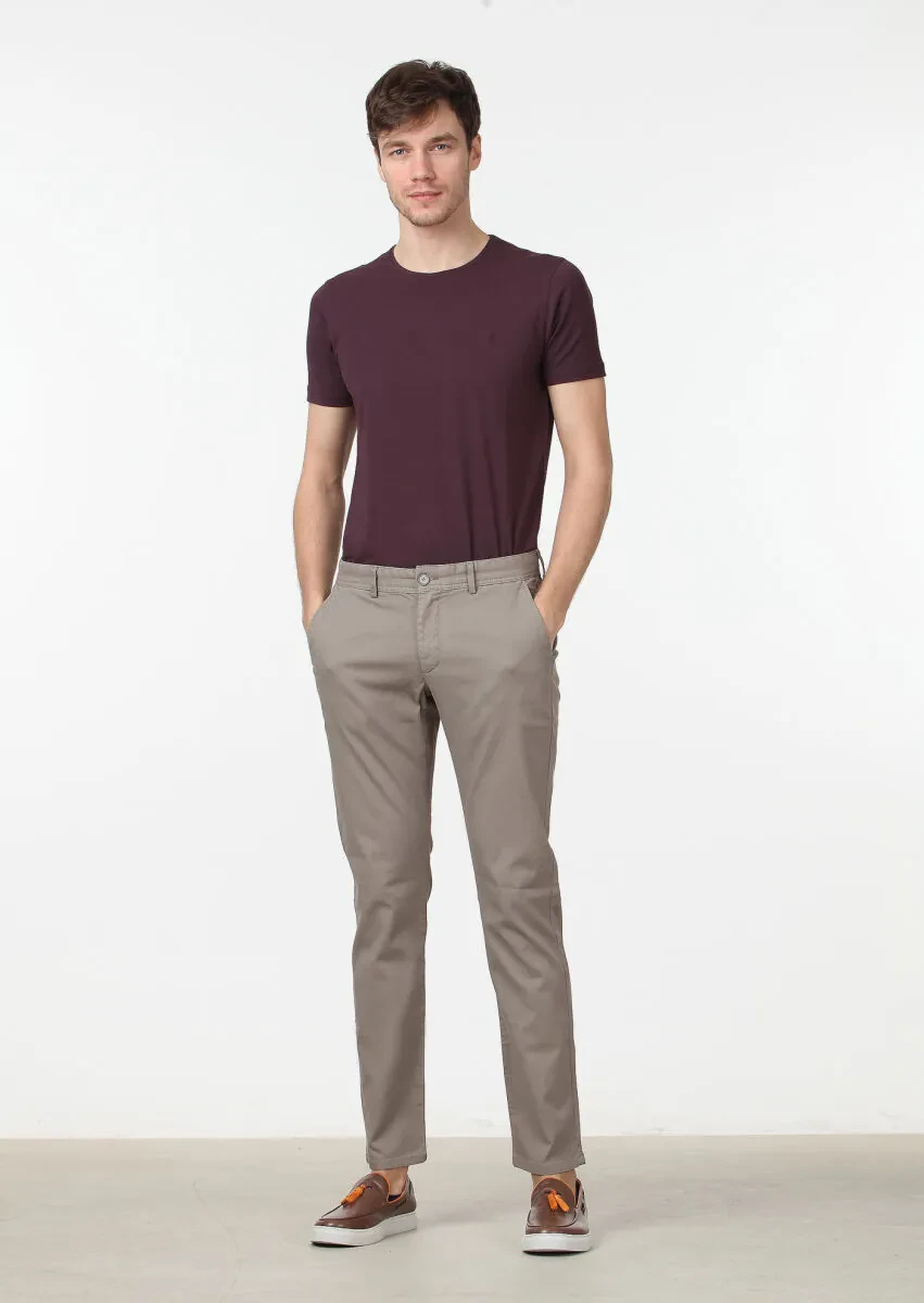 Vizon Düz Dokuma Regular Fit Casual Pamuk Karışımlı Pantolon - 2