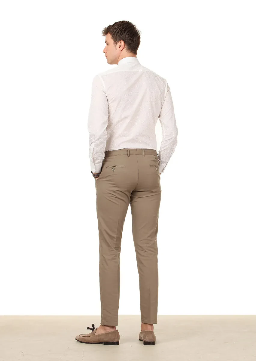 Vizon Düz Dokuma Regular Fit Casual Pamuk Karışımlı Pantolon - 4