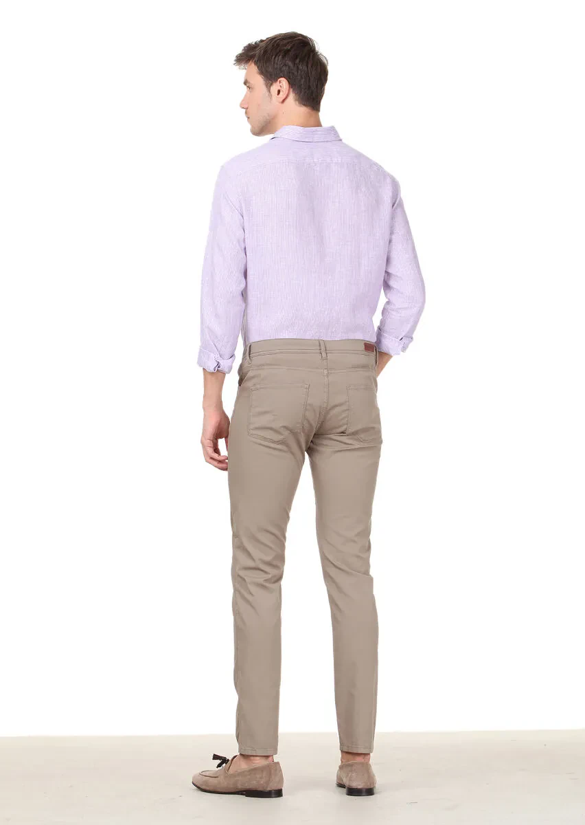 Vizon Düz Dokuma Regular Fit Casual Pamuk Karışımlı Pantolon - 4