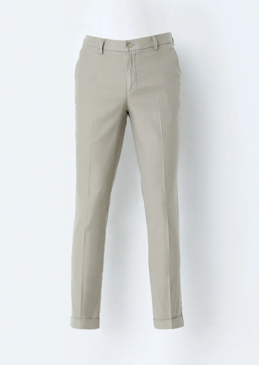 Vizon Düz Dokuma Regular Fit Casual Pamuk Karışımlı Pantolon - 1