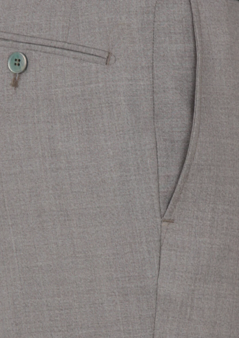 Vizon Düz Dokuma Regular Fit Klasik %100 Yün Pantolon - 3
