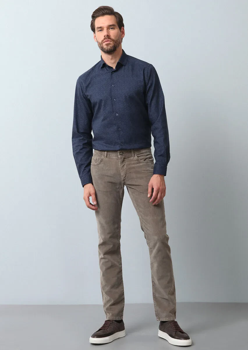 Vizon Düz Dokuma Slim Fit Casual Pamuk Karışımlı Pantolon - 4