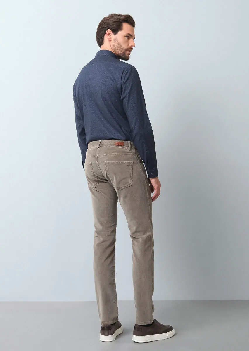 Vizon Düz Dokuma Slim Fit Casual Pamuk Karışımlı Pantolon - 5