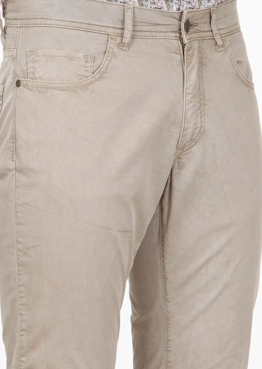 Vizon Düz Dokuma Slim Fit Casual Pamuk Karışımlı Pantolon - 3
