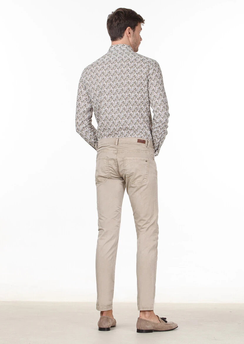 Vizon Düz Dokuma Slim Fit Casual Pamuk Karışımlı Pantolon - 4