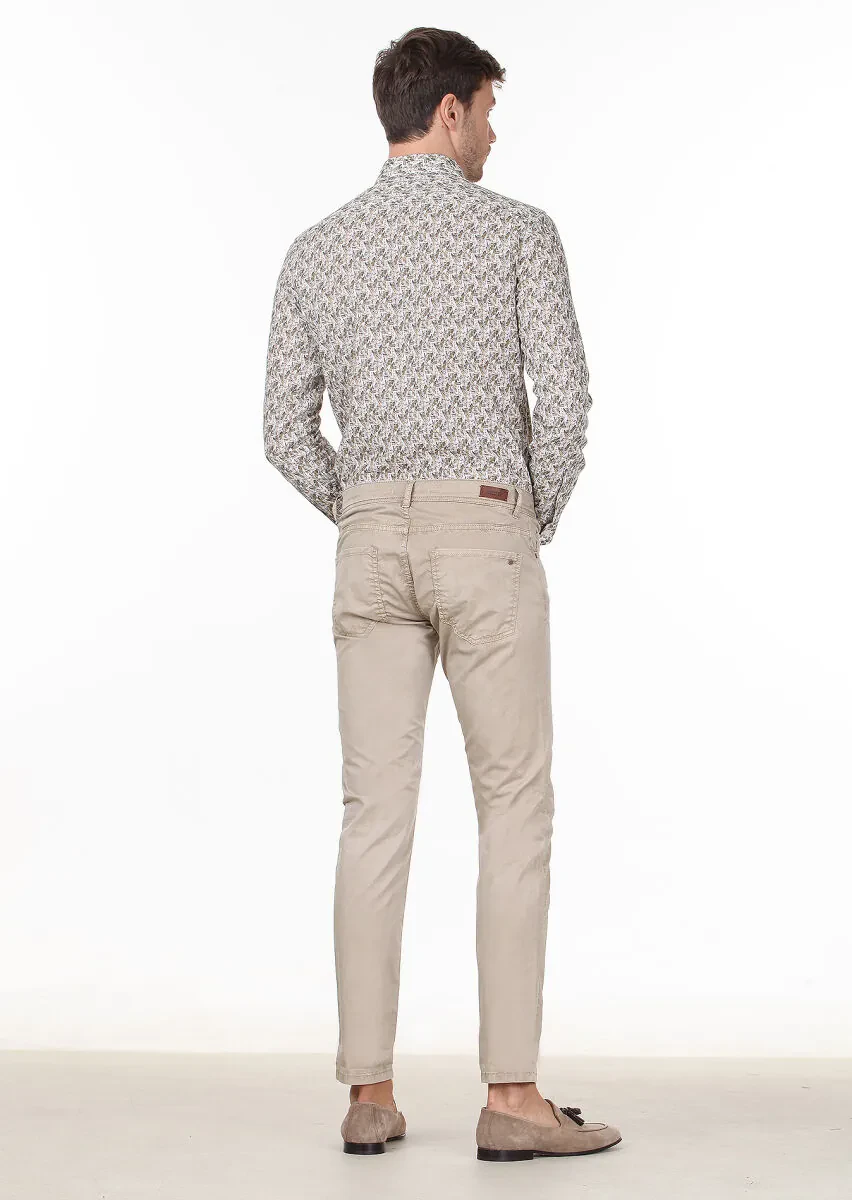 Vizon Düz Dokuma Slim Fit Casual Pamuk Karışımlı Pantolon - 4