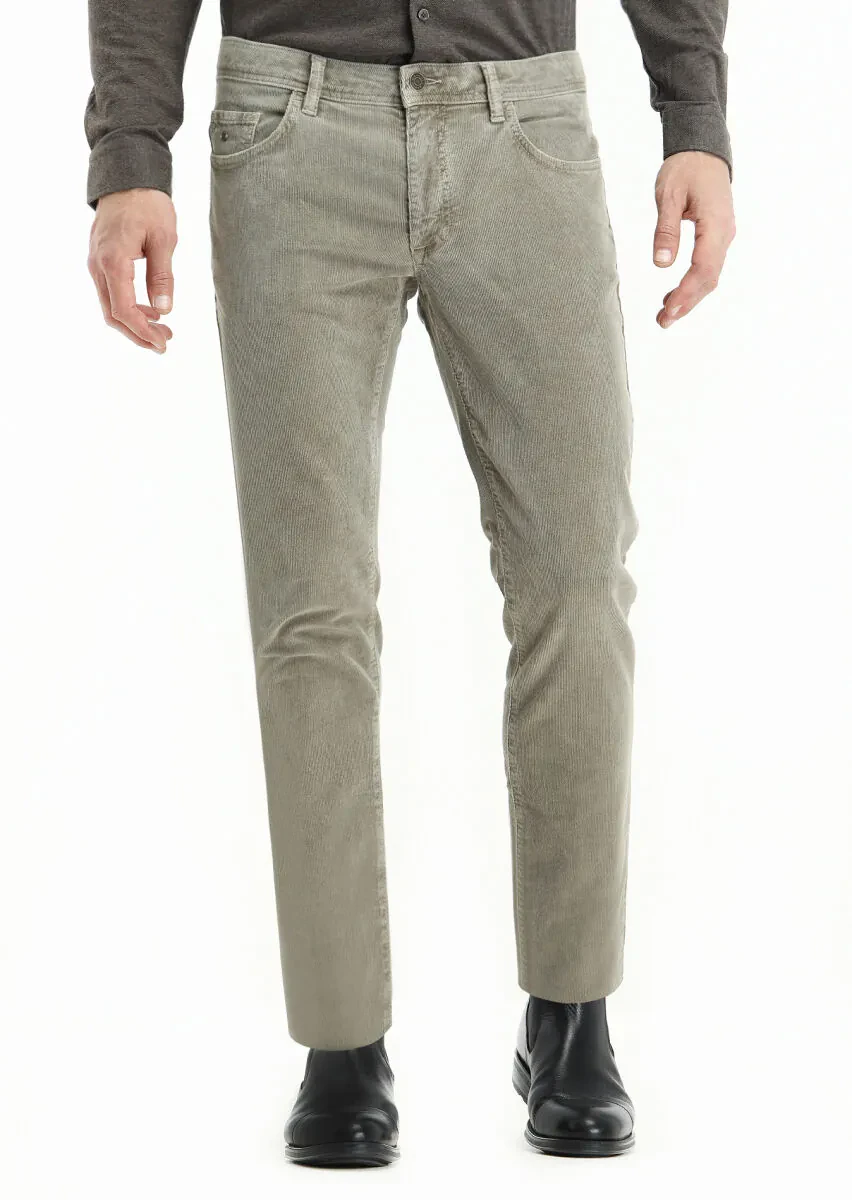 Vizon Düz Dokuma Slim Fit Casual Pamuk Karışımlı Pantolon - 2