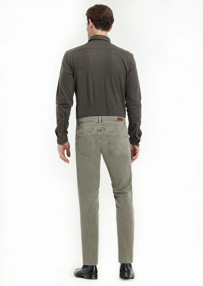 Vizon Düz Dokuma Slim Fit Casual Pamuk Karışımlı Pantolon - 4