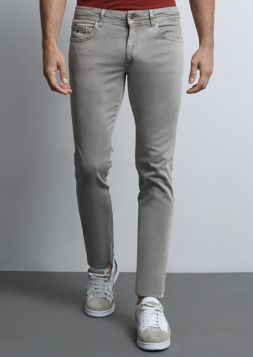 Vizon Düz Dokuma Slim Fit Casual Pamuk Karışımlı Pantolon 