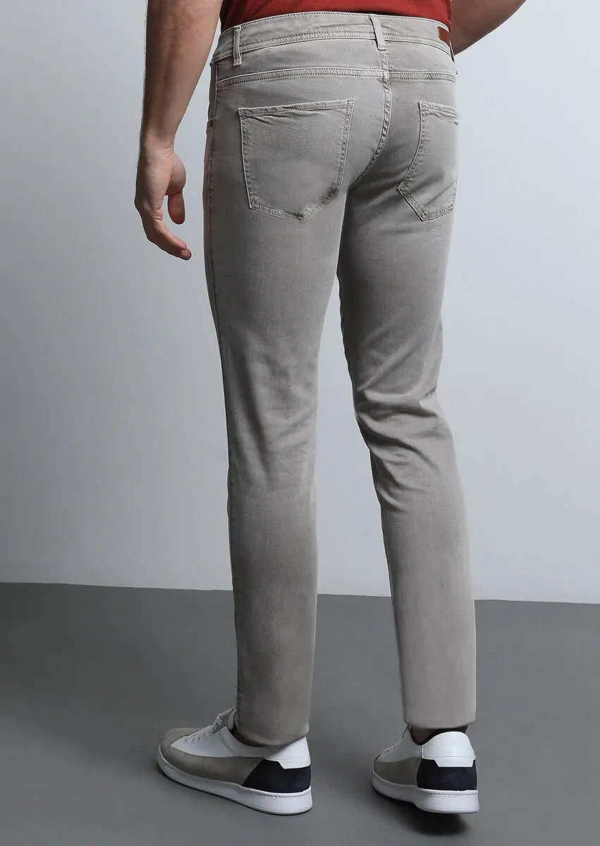 Vizon Düz Dokuma Slim Fit Casual Pamuk Karışımlı Pantolon - 5