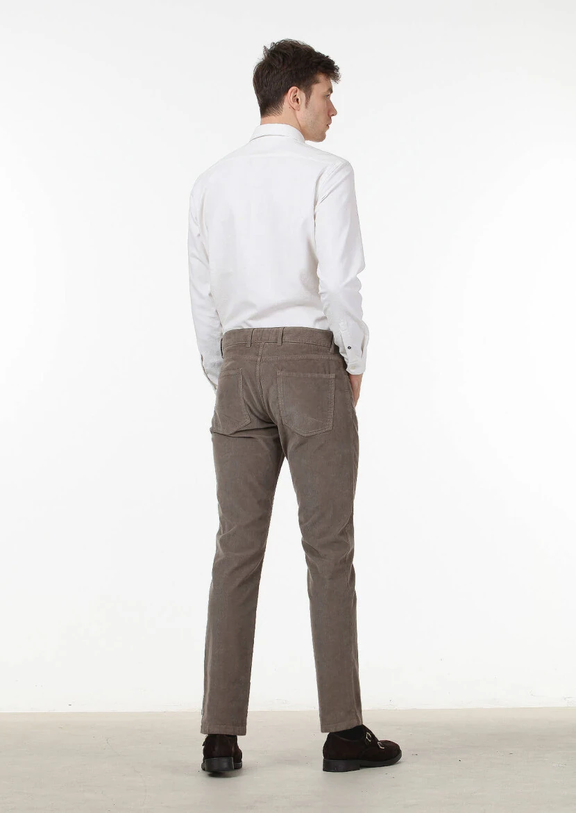 Vizon Düz Dokuma Slim Fit Casual Pamuk Karışımlı Pantolon 